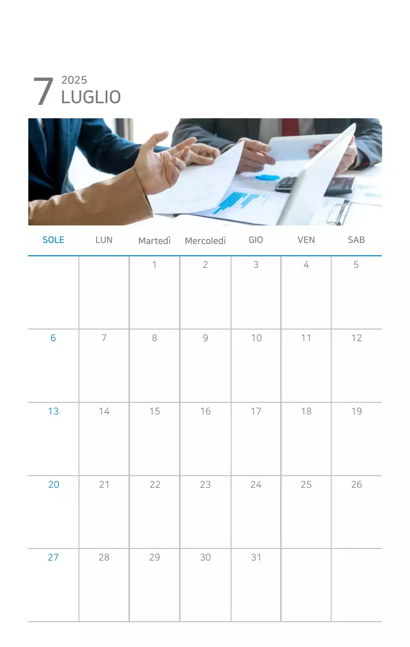 Calendario moderno blu Promozioni aziendali