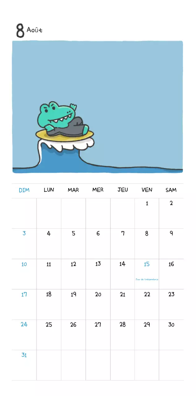 Un calendrier avec un concept d'illustration Ago mignon