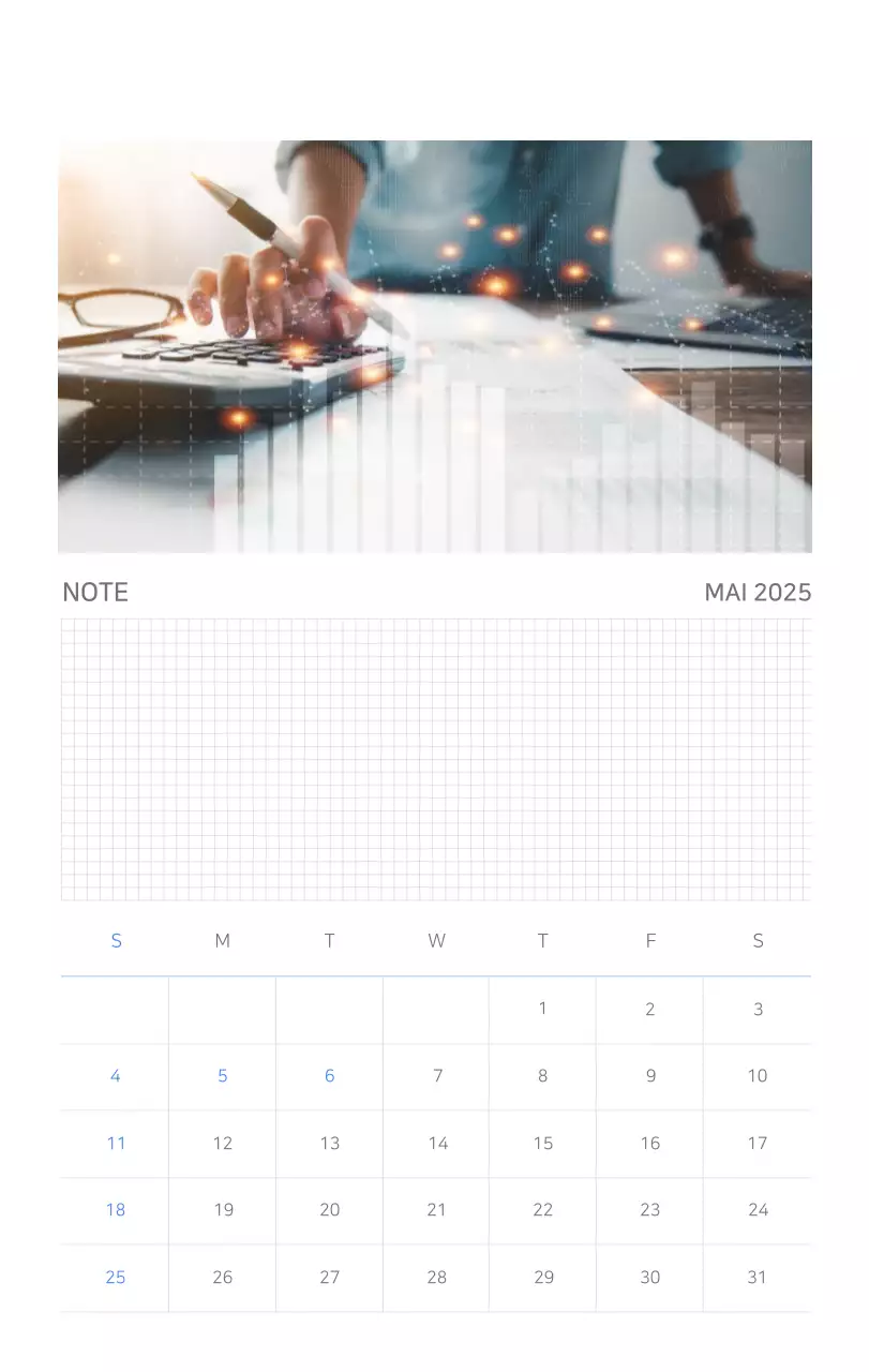 Calendrier moderne bleu Promotions d'entreprise