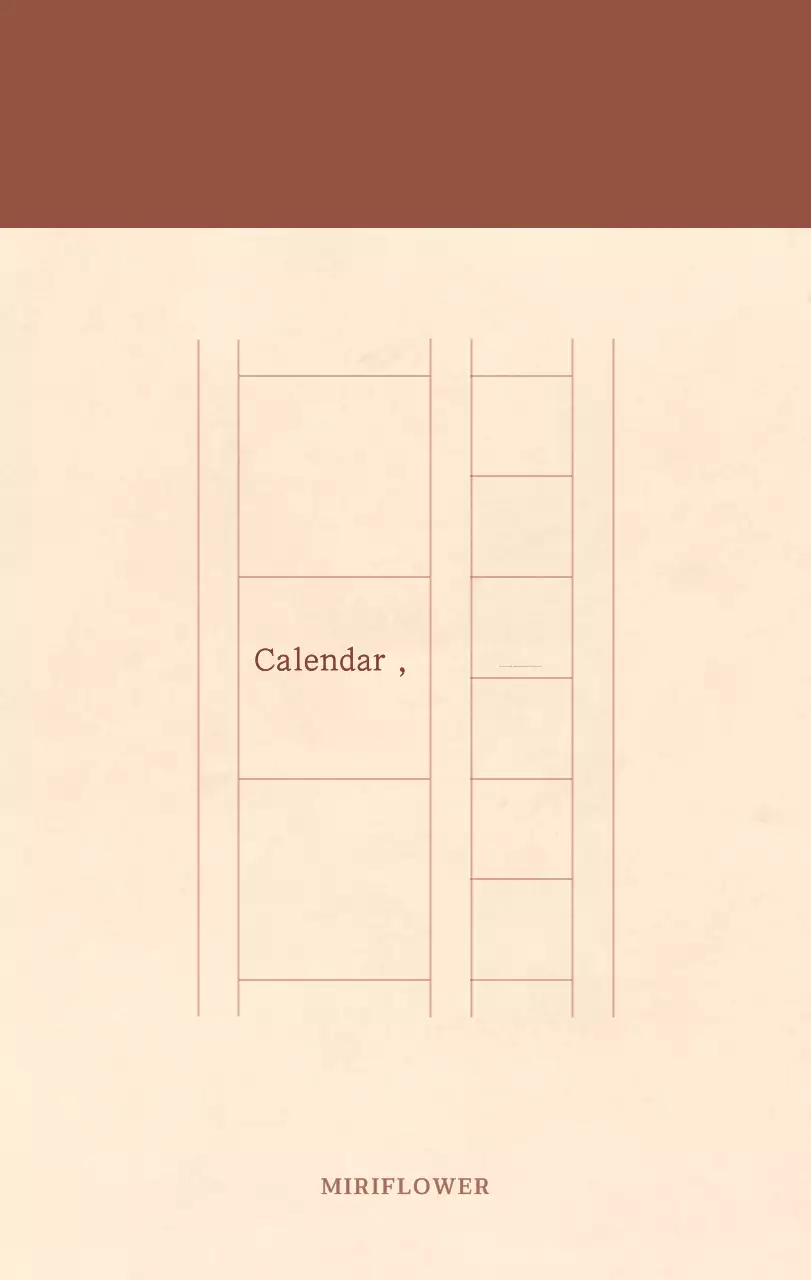 Kalender toko bunga sentimental dengan konsep kertas tenun berwarna coklat muda dan coklat