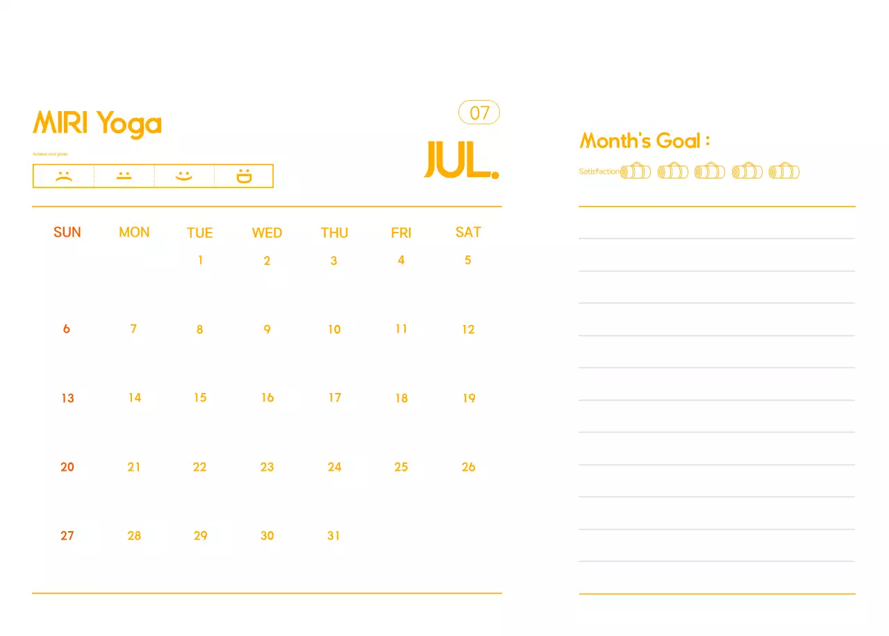 Kalender Promosi Yoga Minimalis Oranye
