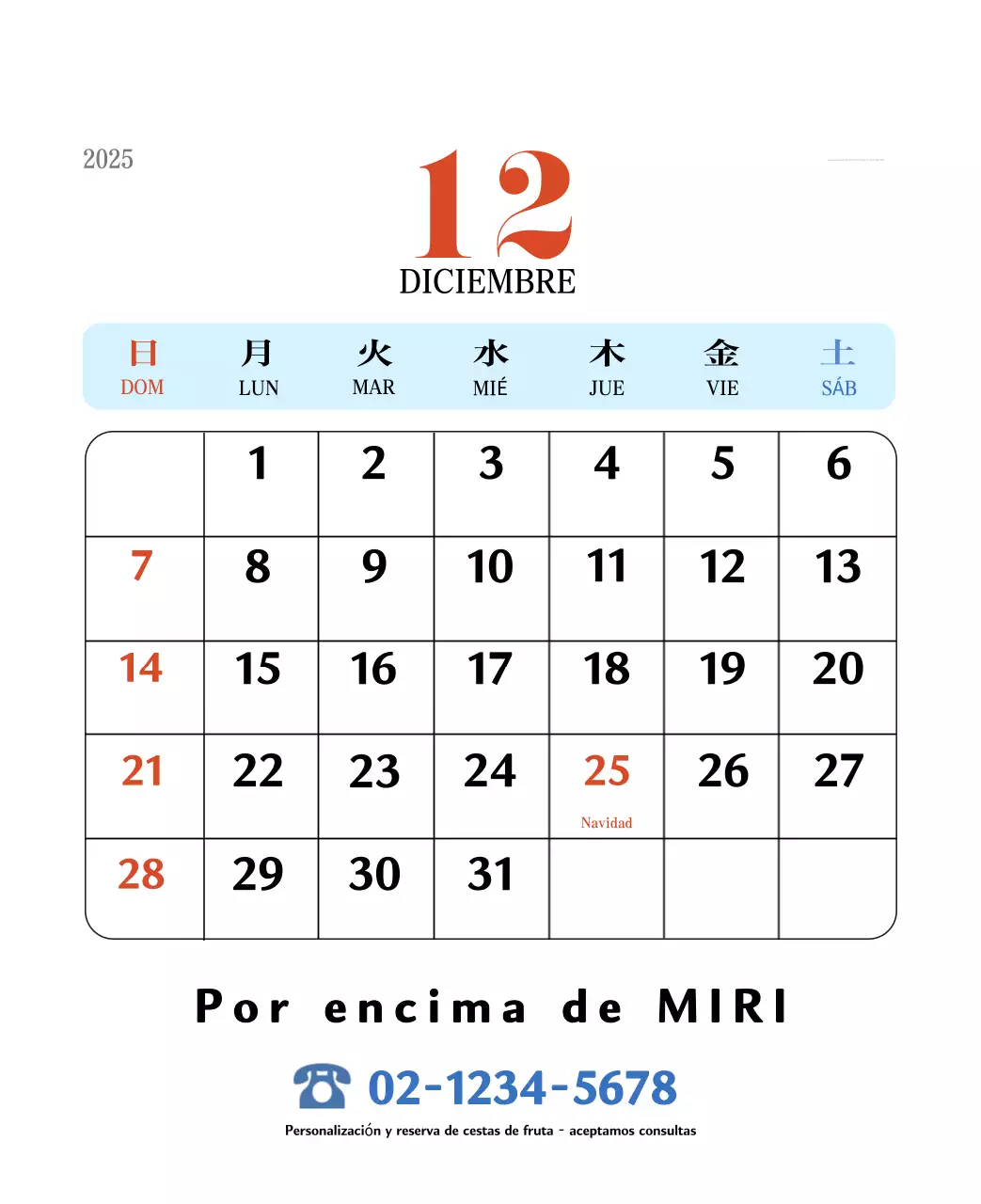 Calendario retro concept memory en rojo