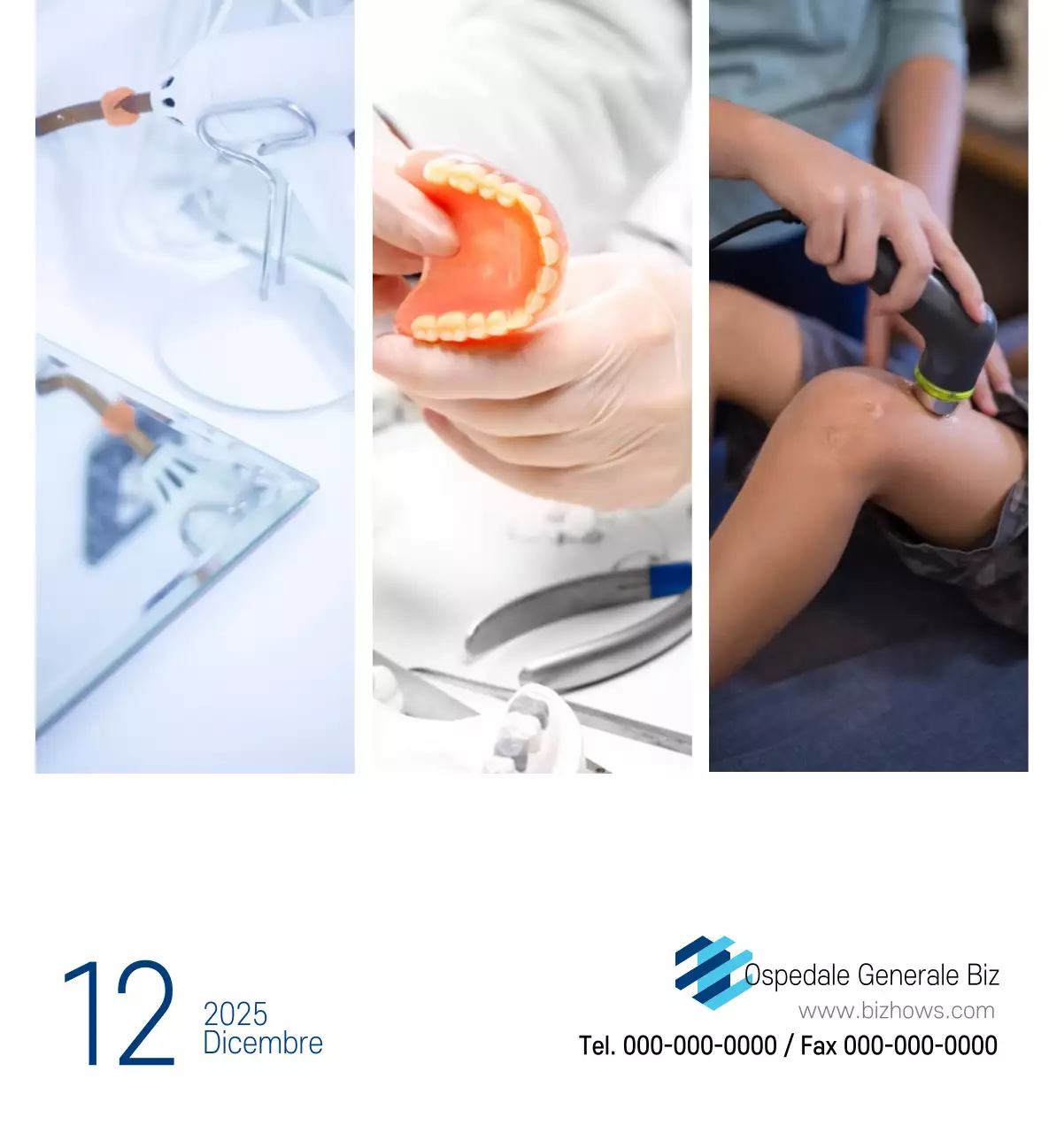 Calendario promozionale dell'ospedale semplice, bianco e blu