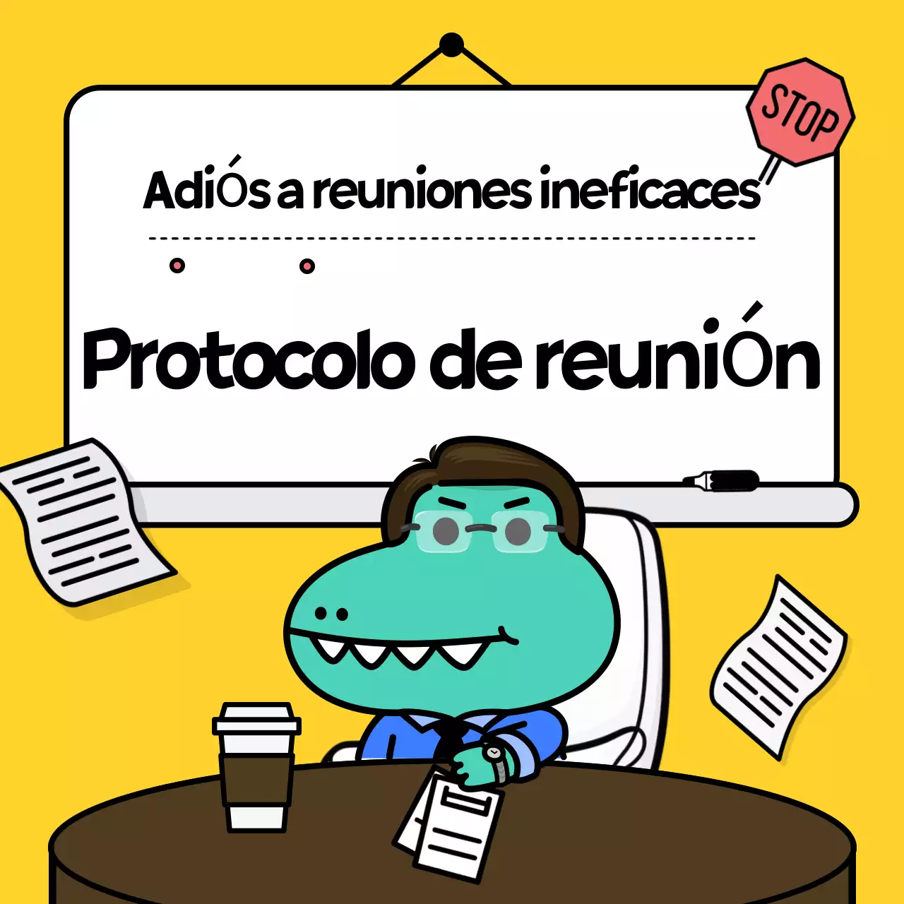 El amarillo y bonito boletín de la reunión de empresa