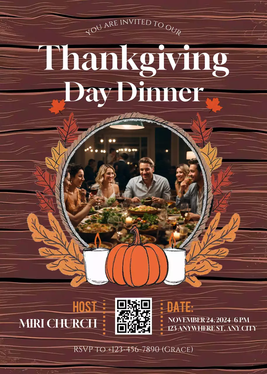 Brown Rustic Thanksgiving Invitation Poster