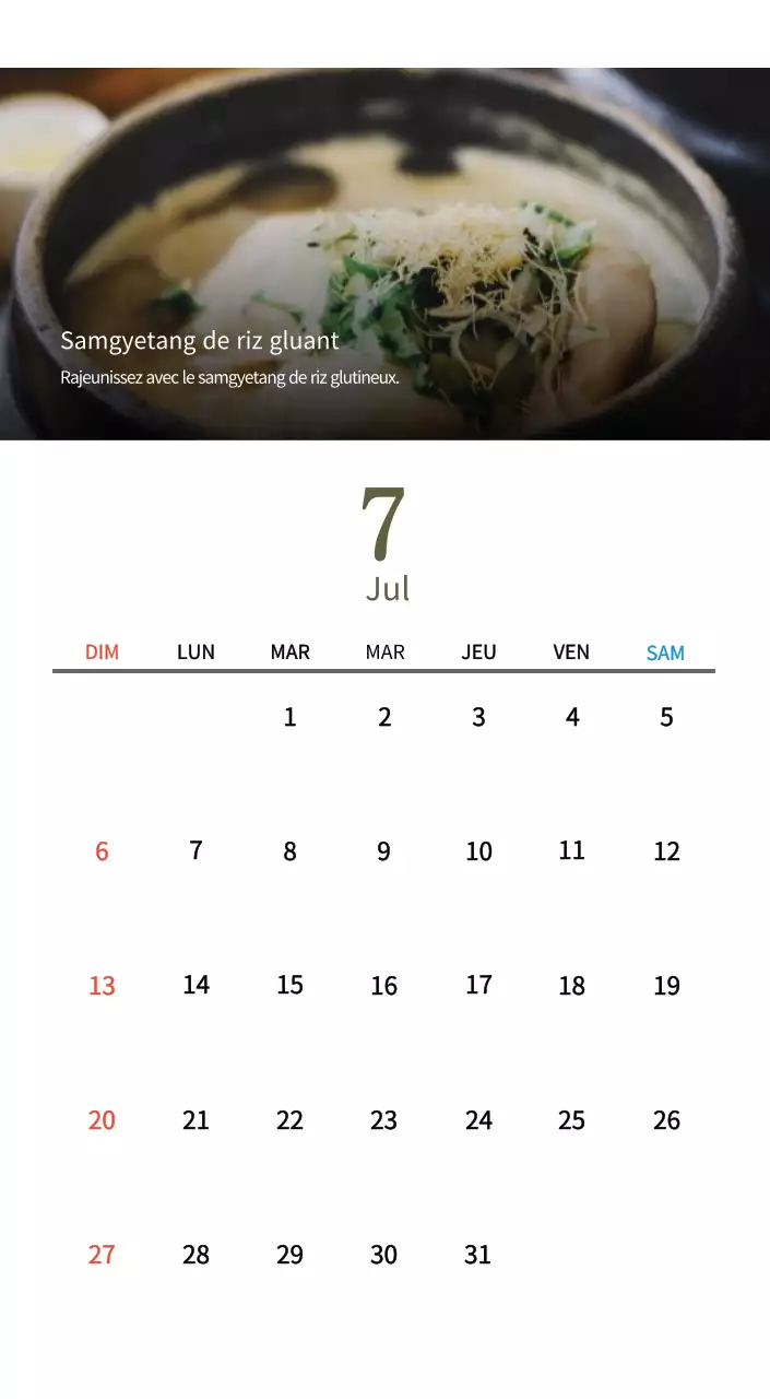 Calendrier de l'alimentation traditionnelle beige