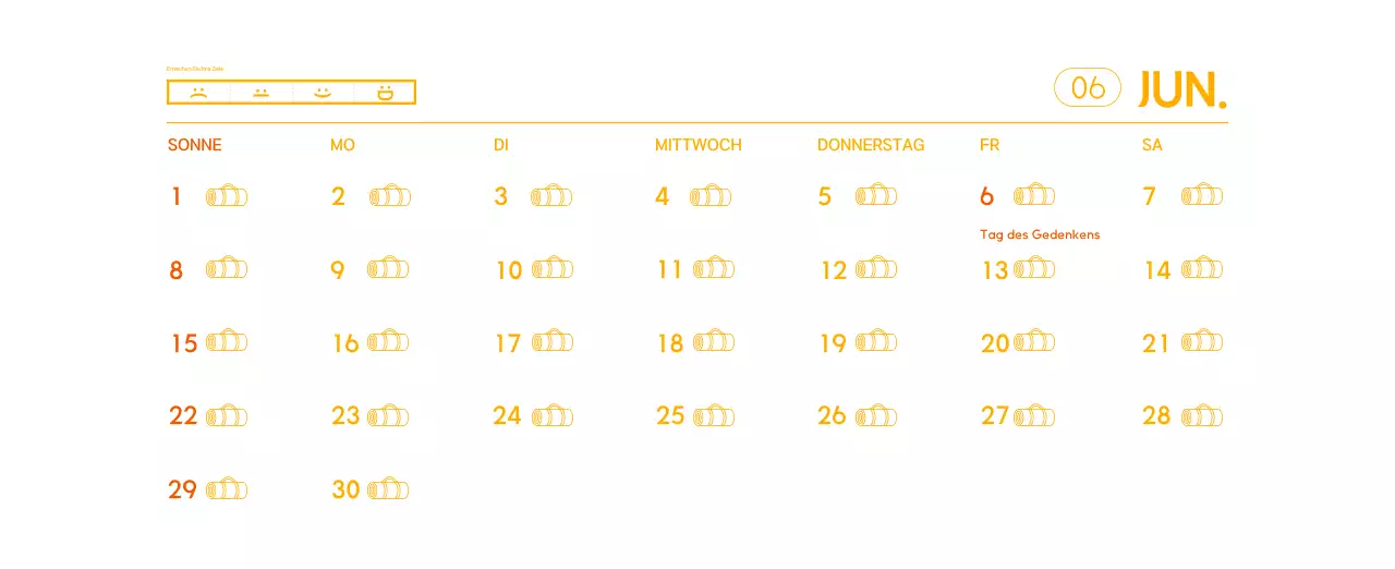 Orange Minimalistischer Yoga-Aktionskalender