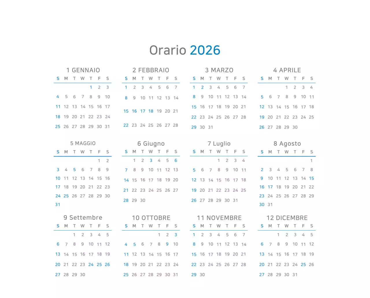 Calendario moderno blu Calendario moderno blu