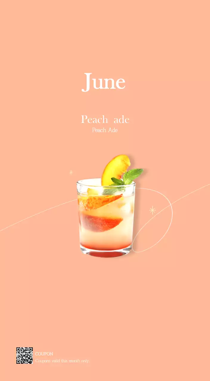 A modern cafe calendar with drink of the month recommendations