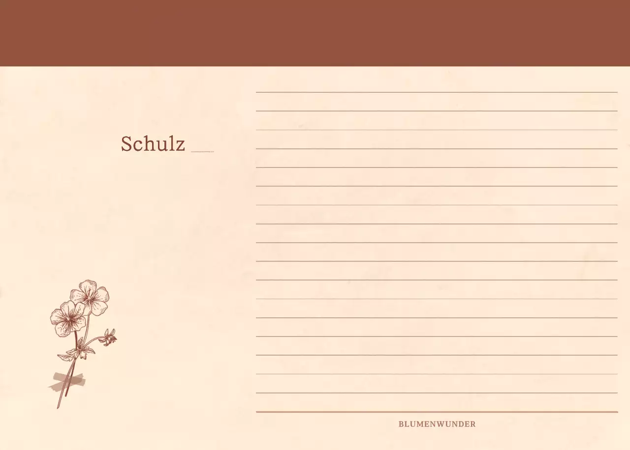 Ein sentimentaler Blumenkalender in hellbraunem und braunem Velinpapierkonzept