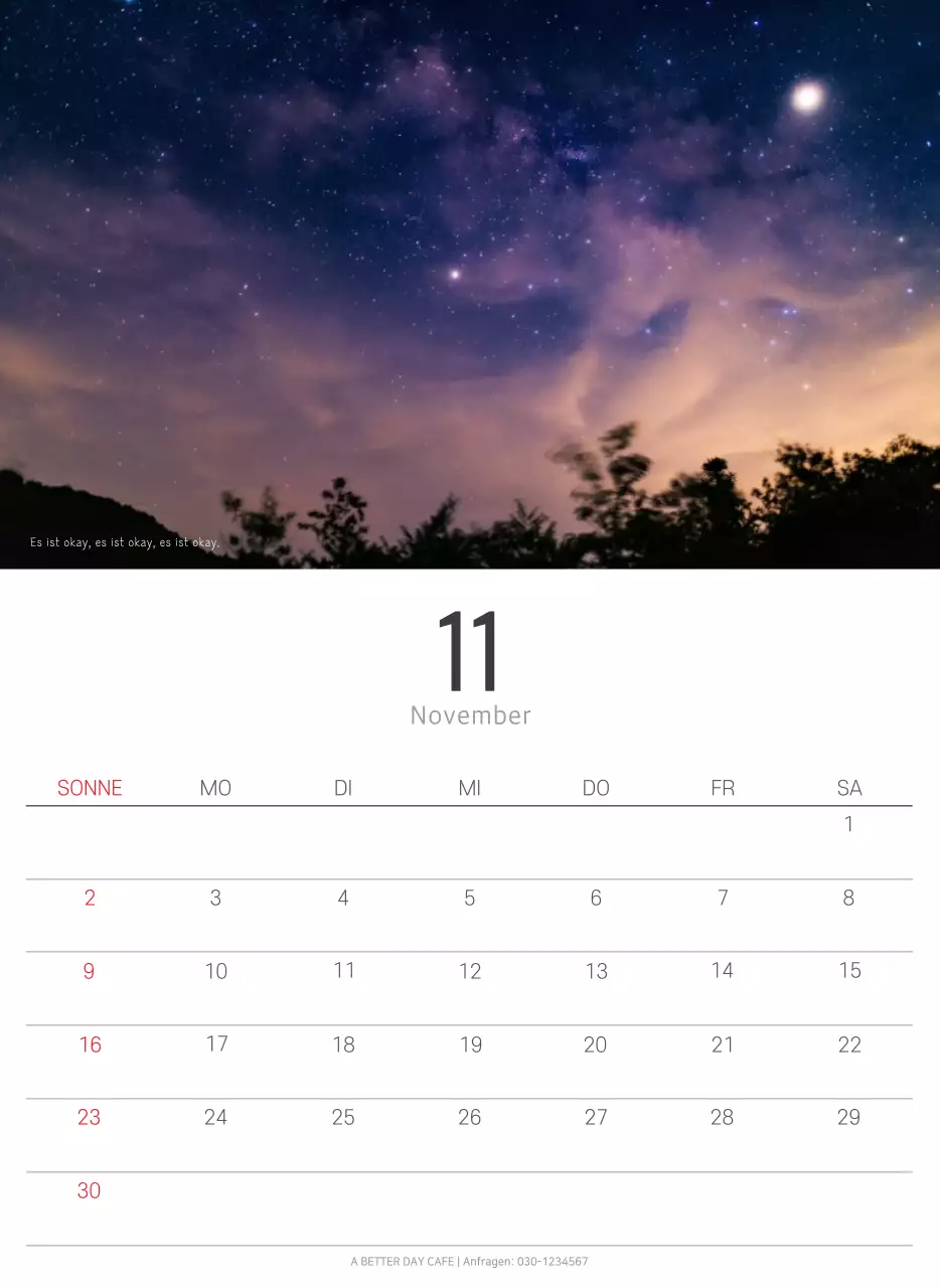 Weißer sauberer botanischer Naturkalender