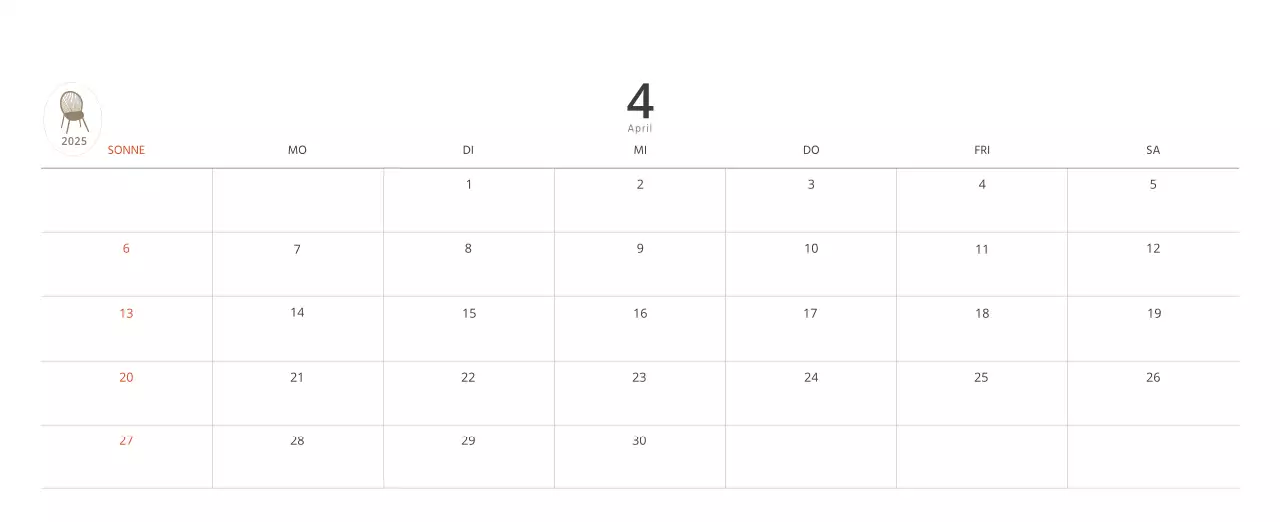 Beigefarbener minimalistischer Innenkalender