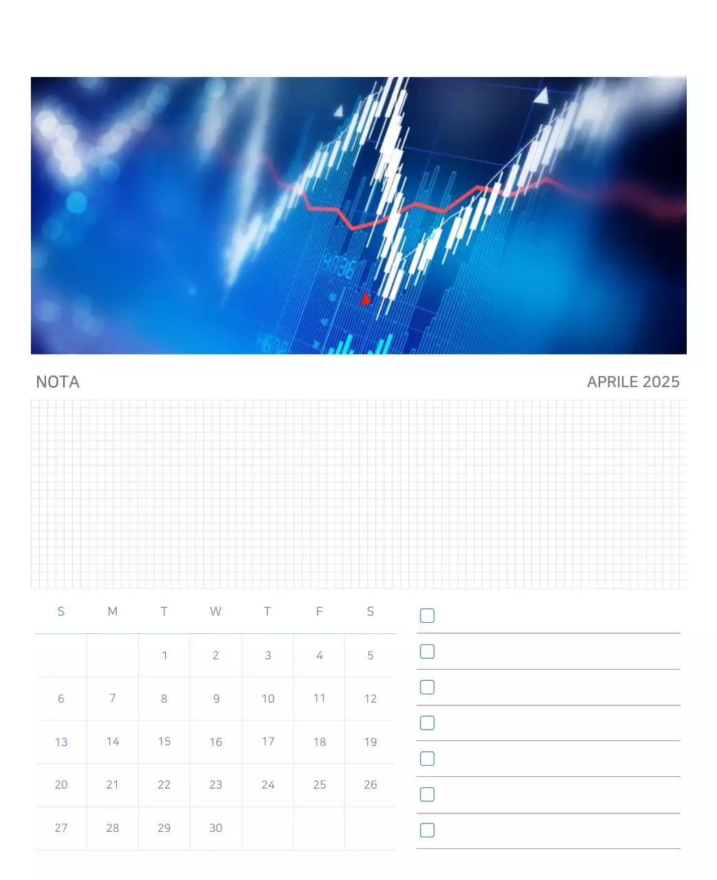 Calendario moderno blu Calendario moderno blu