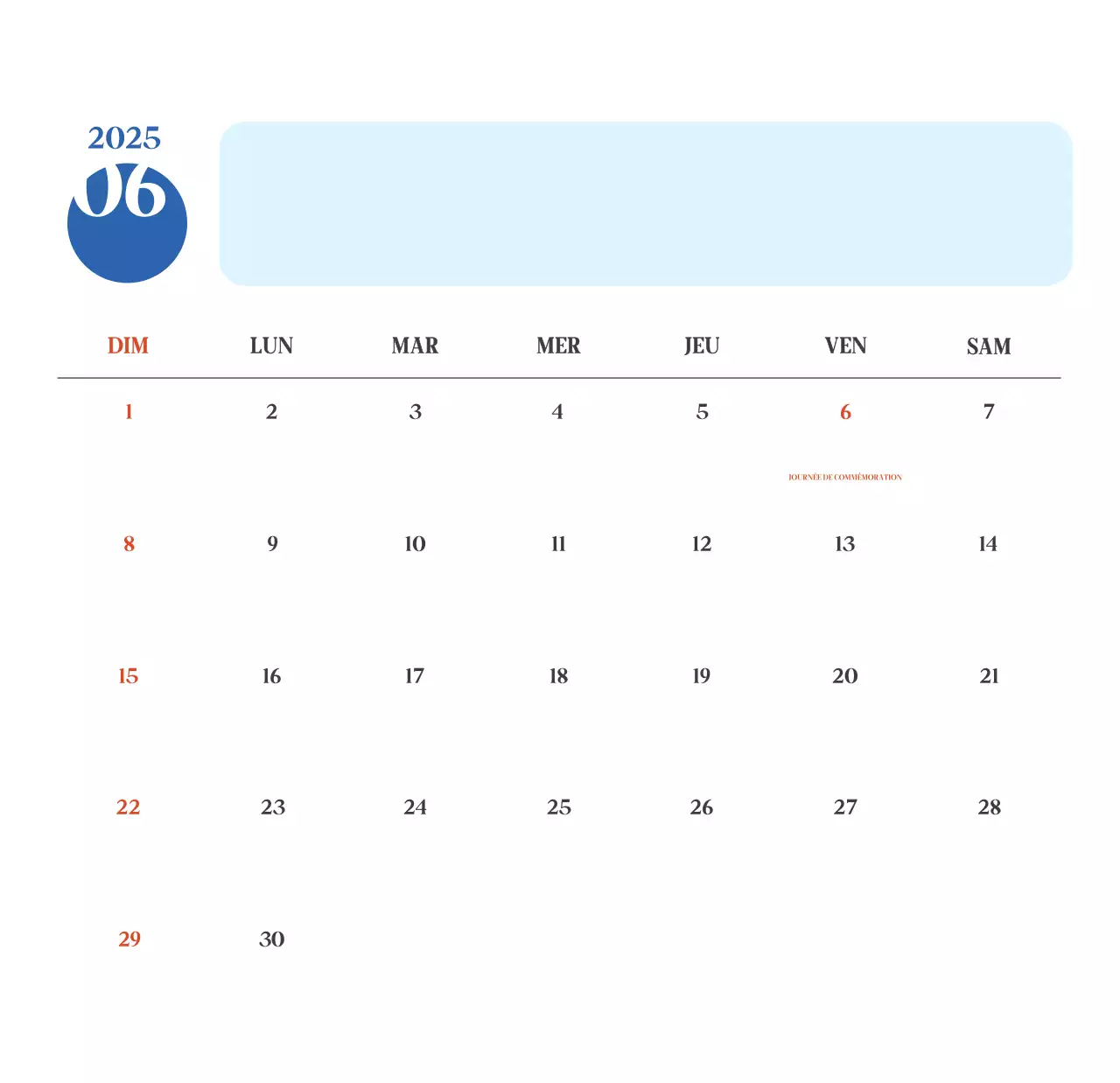 Calendrier hospitalier moderne bleu