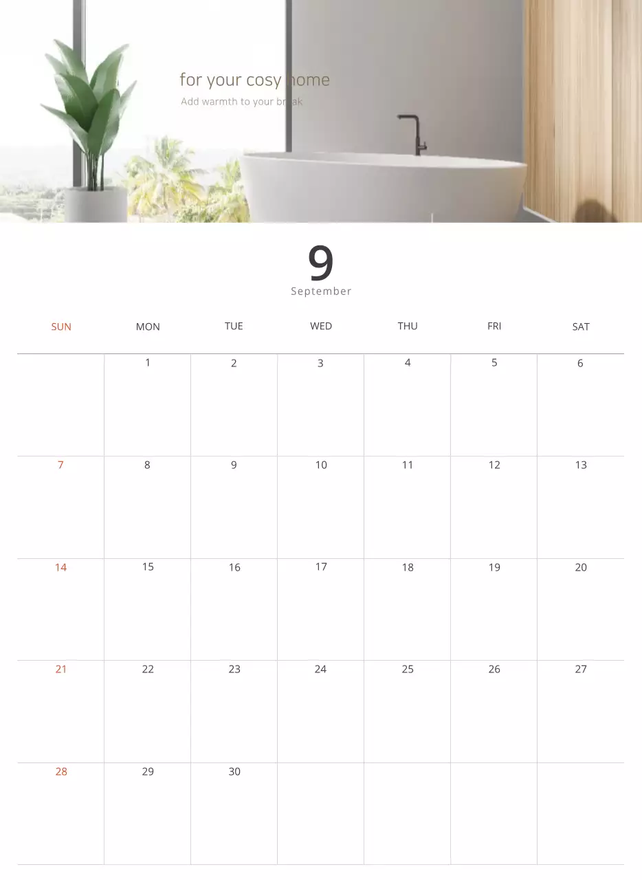 Kalender interior minimalis berwarna krem