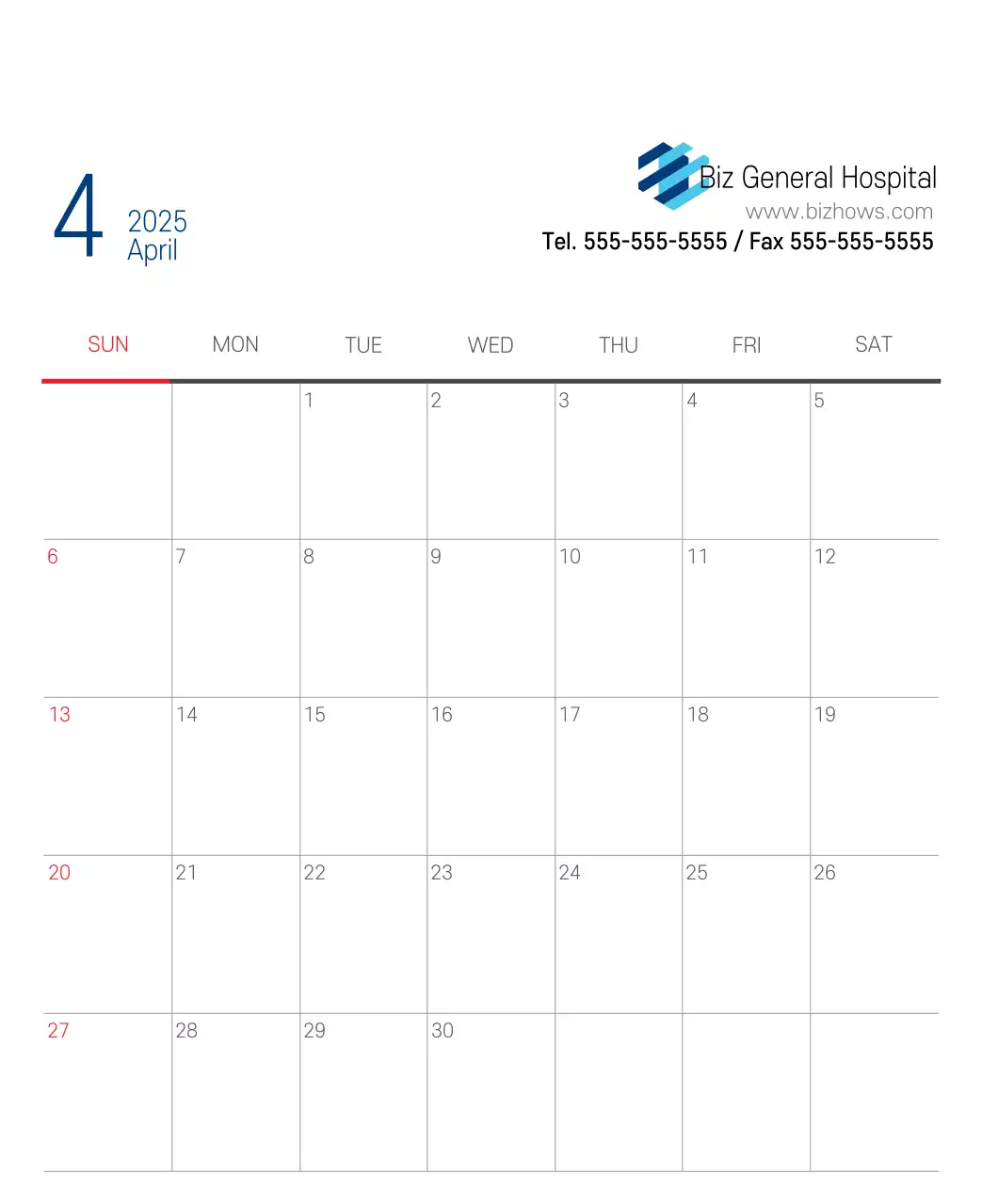 Kalender Promosi Rumah Sakit Sederhana Putih Angkatan Laut