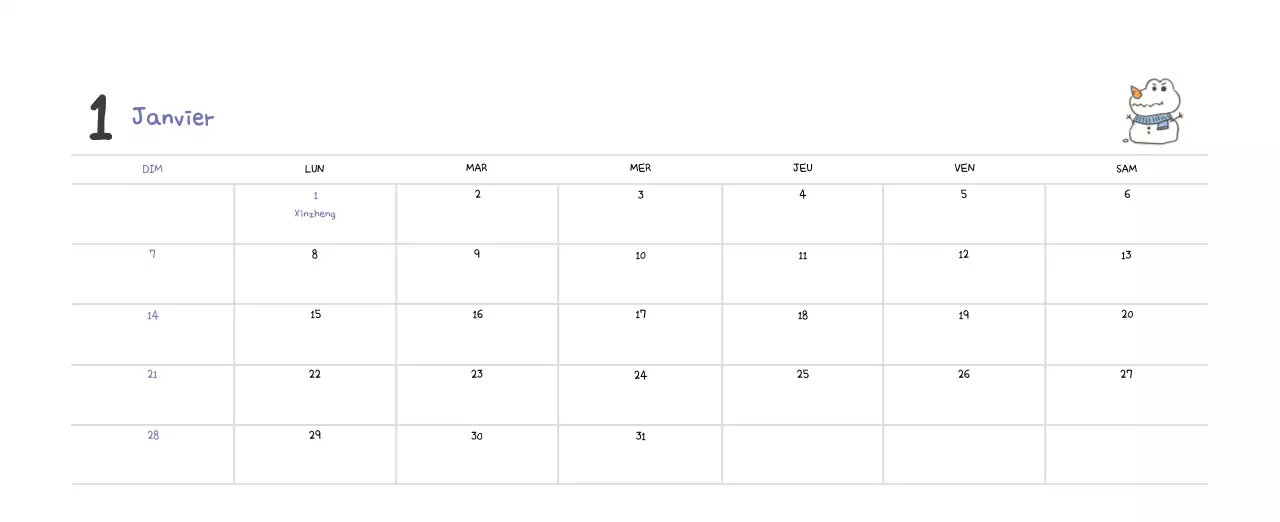 Un calendrier avec un concept d'illustration Ago mignon