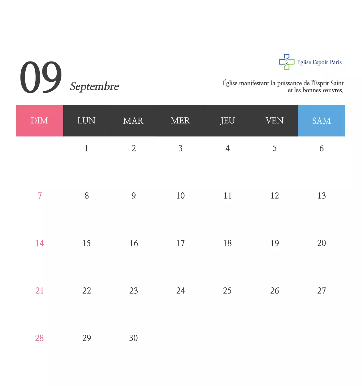 Calligraphie simple Promotion de l'église biblique