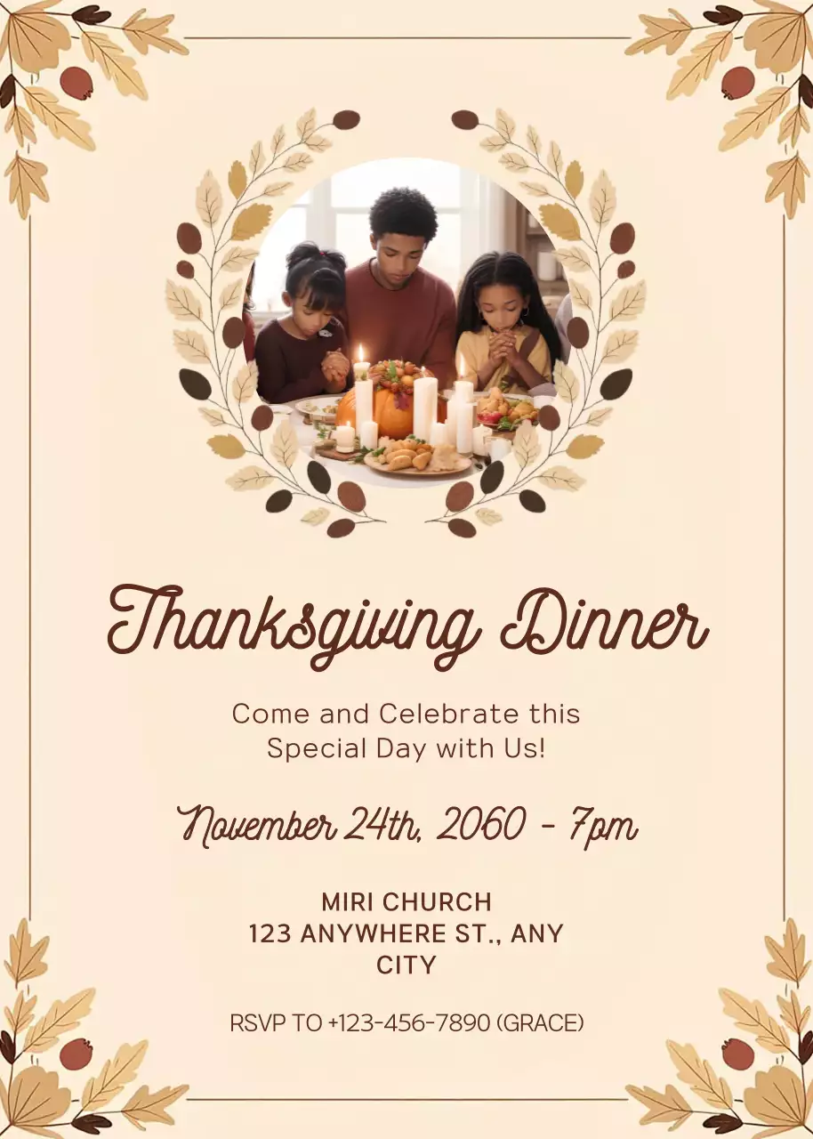 Beige Traditional Thanksgiving Invitation Poster