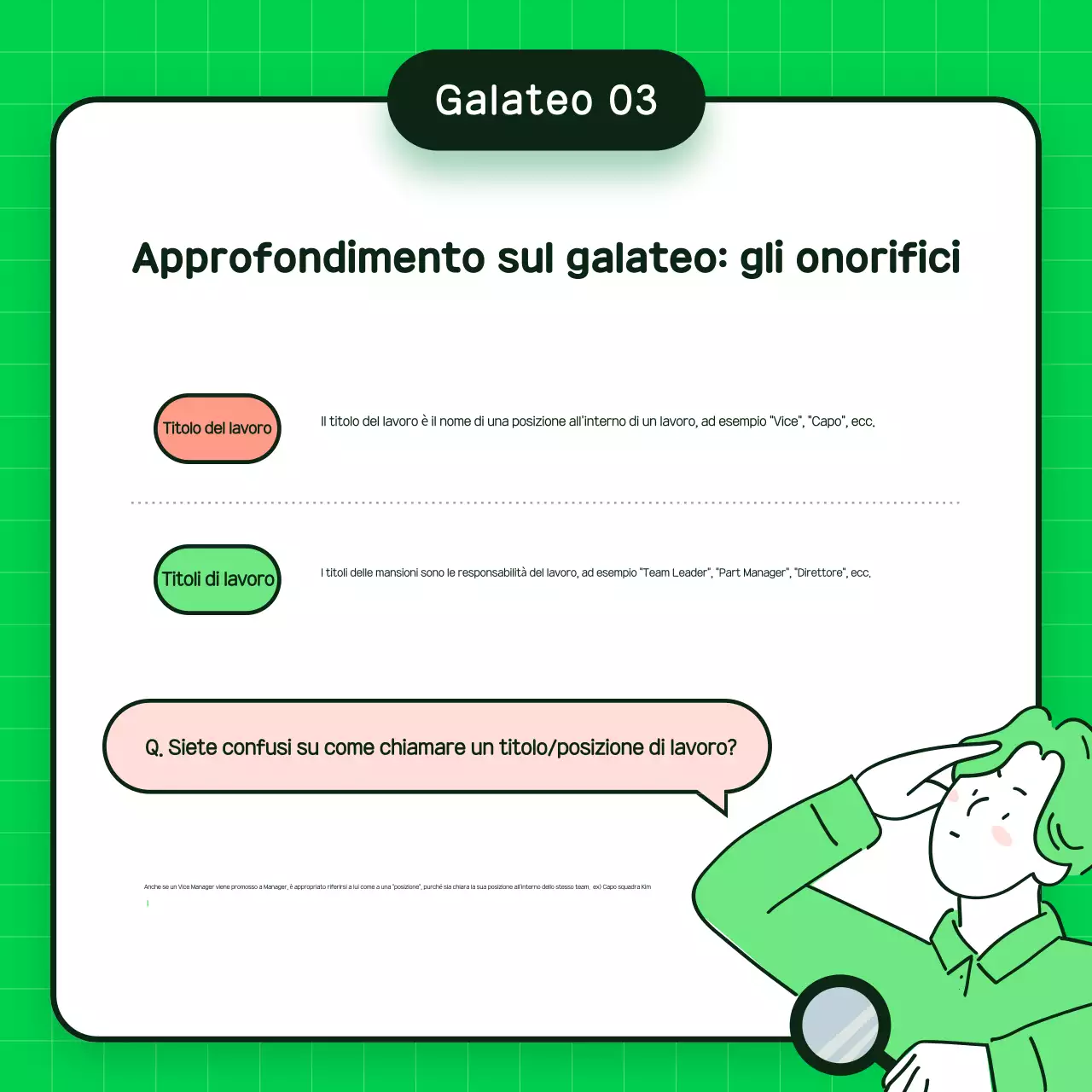 Materiale di formazione sul galateo verde e semplice sul posto di lavoro