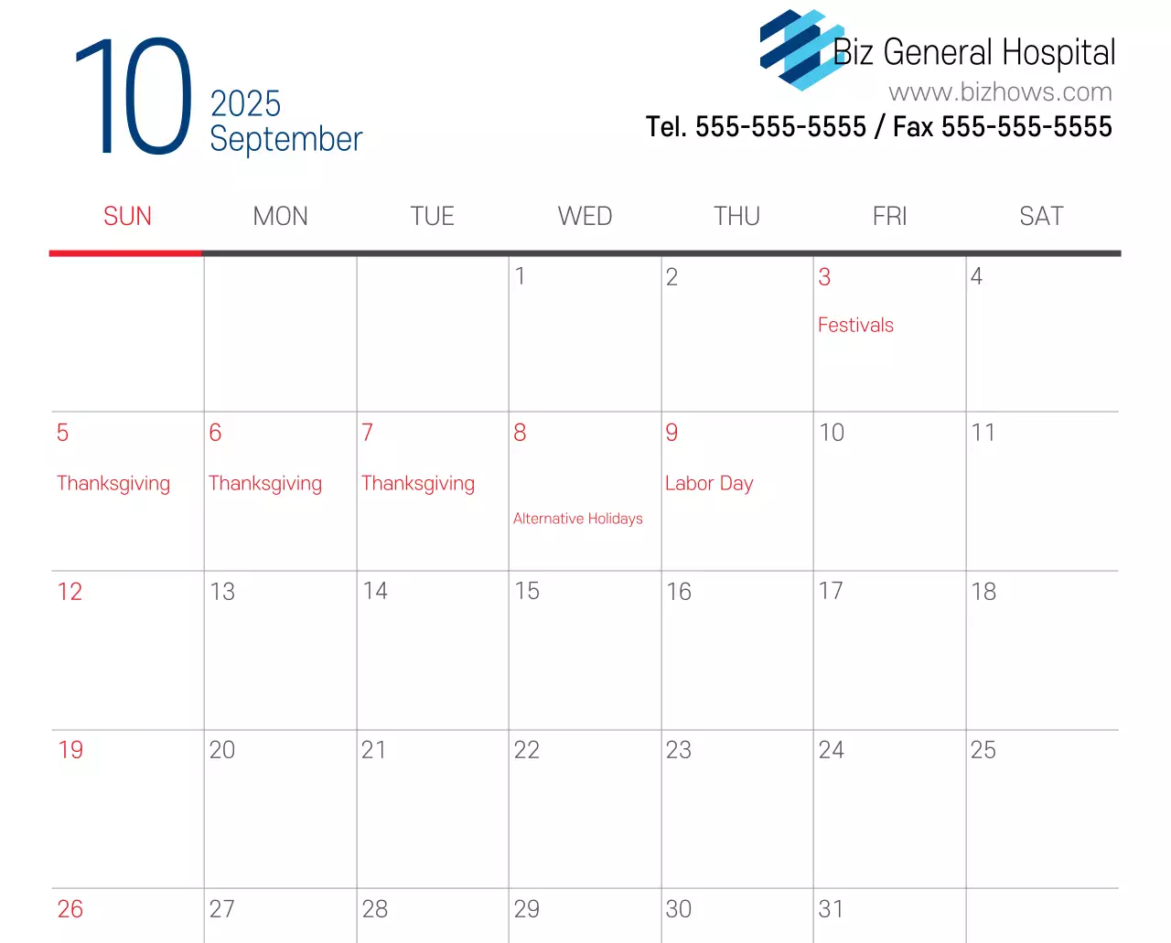 Kalender Promosi Rumah Sakit Sederhana Putih Angkatan Laut