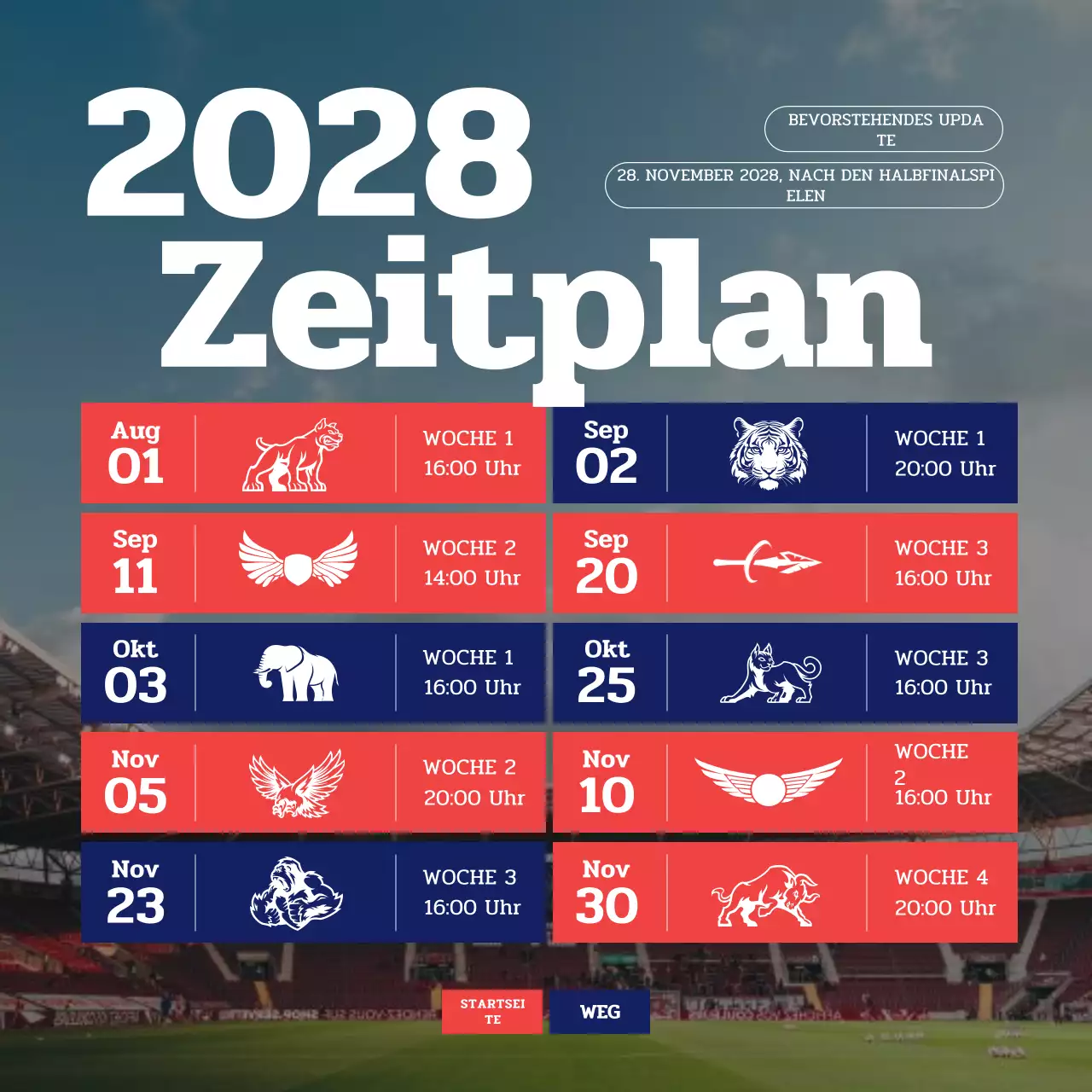 roter moderner Sportkalender