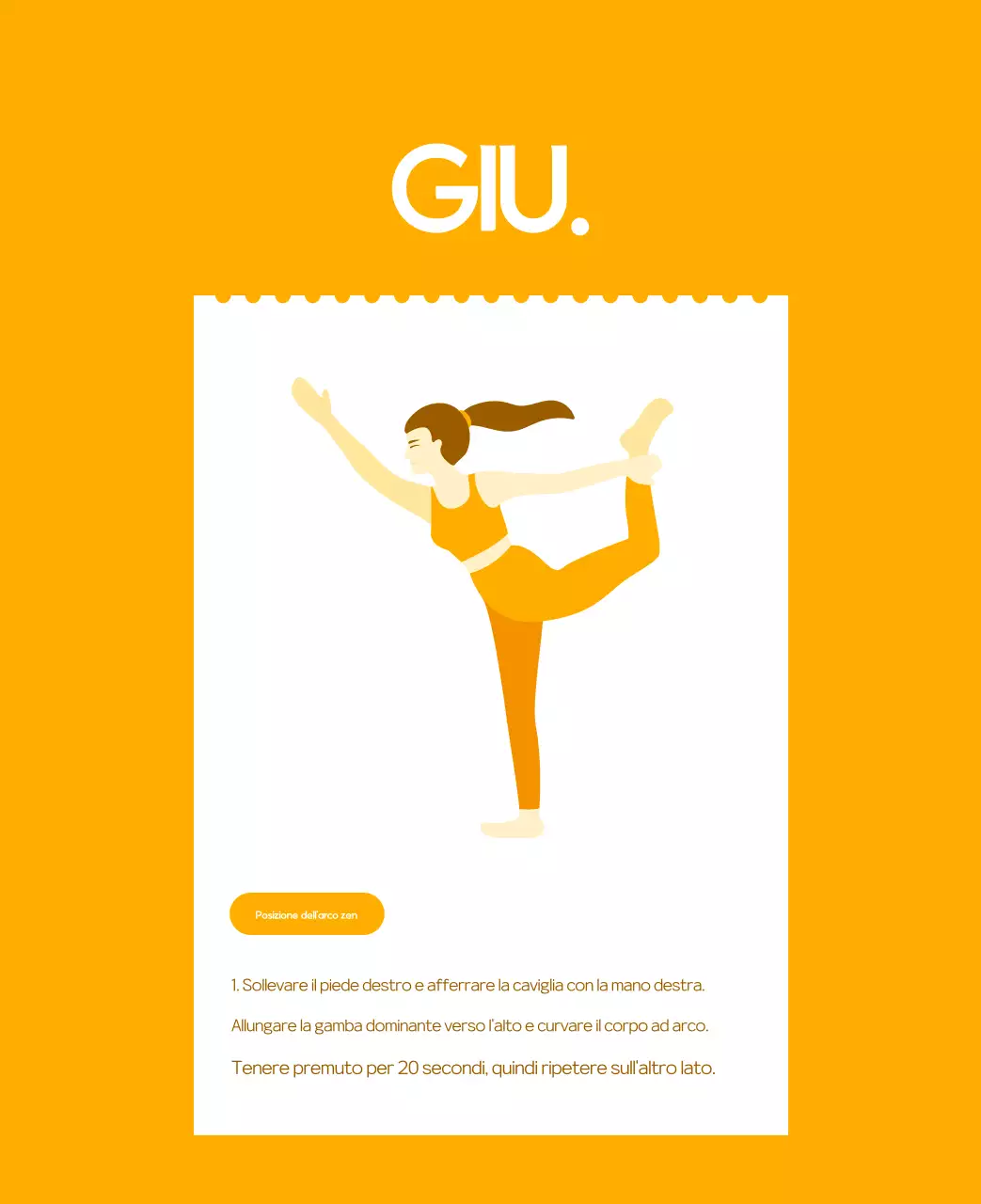 Calendario promozionale arancione dello yoga minimalista