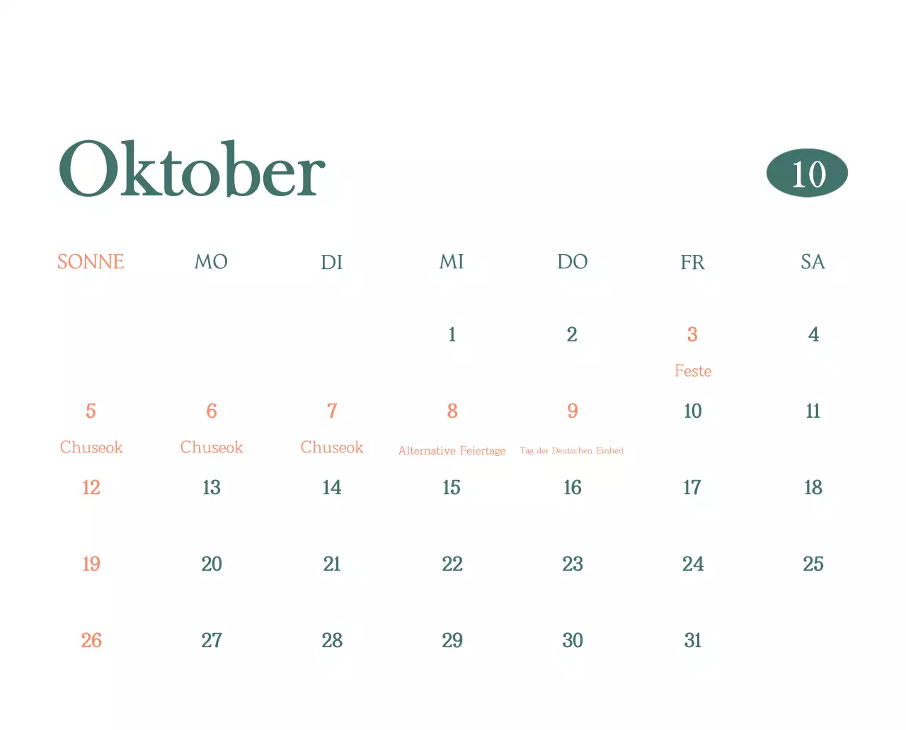 Ein moderner Café-Kalender mit Empfehlungen für das Getränk des Monats