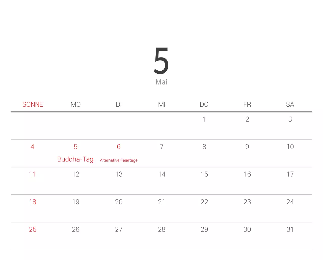 Weißer sauberer botanischer Naturkalender