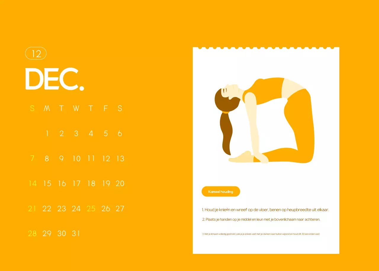 Oranje Minimalistische Yoga Promotiekalender