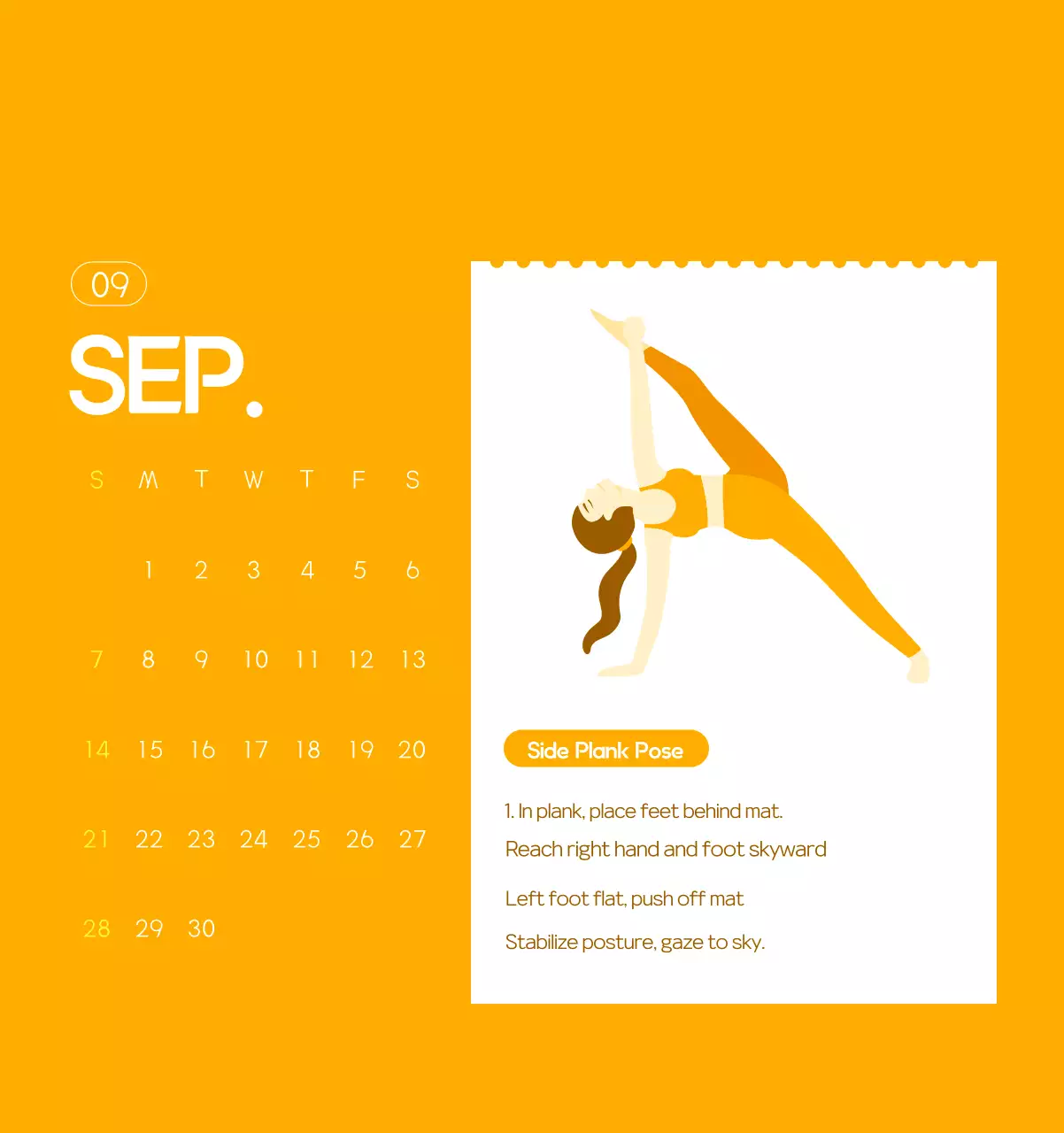 Orange Minimalist Yoga Promotional Calendar