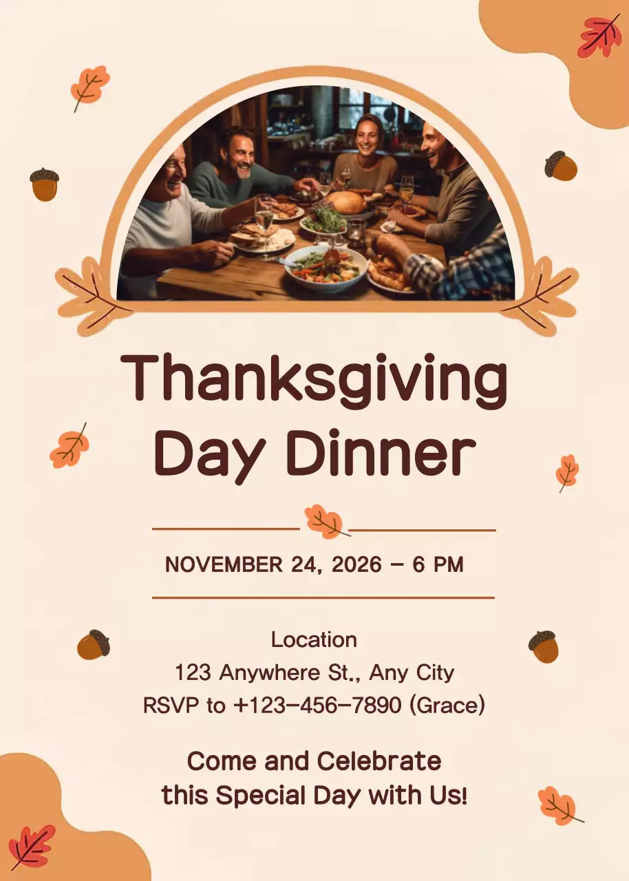 Beige Traditional Thanksgiving Invitation Poster