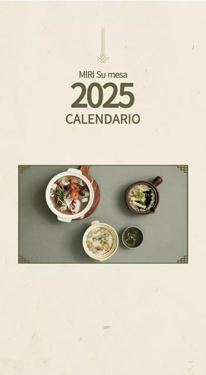 Calendario de comidas tradicionales en beige