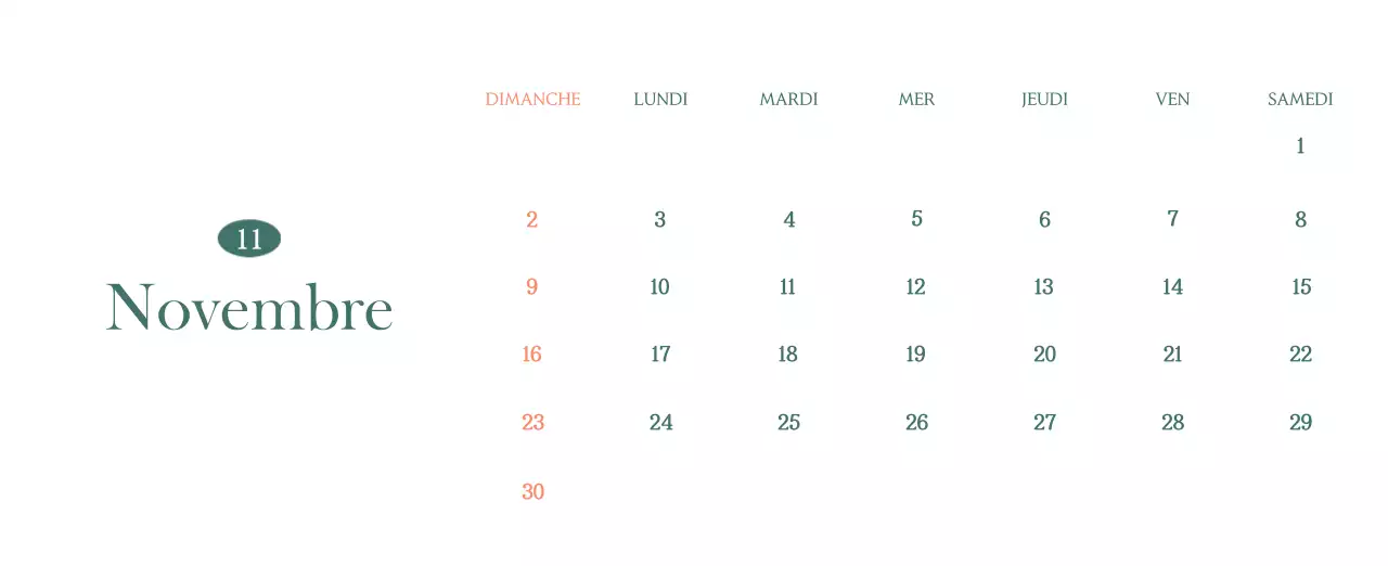 Un calendrier moderne pour les cafés avec des recommandations sur la boisson du mois.