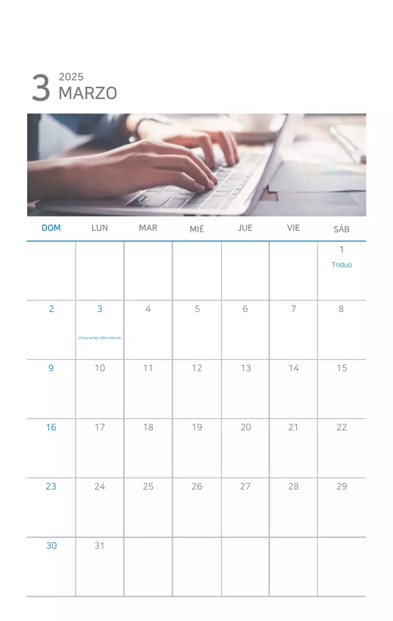 Calendario moderno azul Promociones de empresa