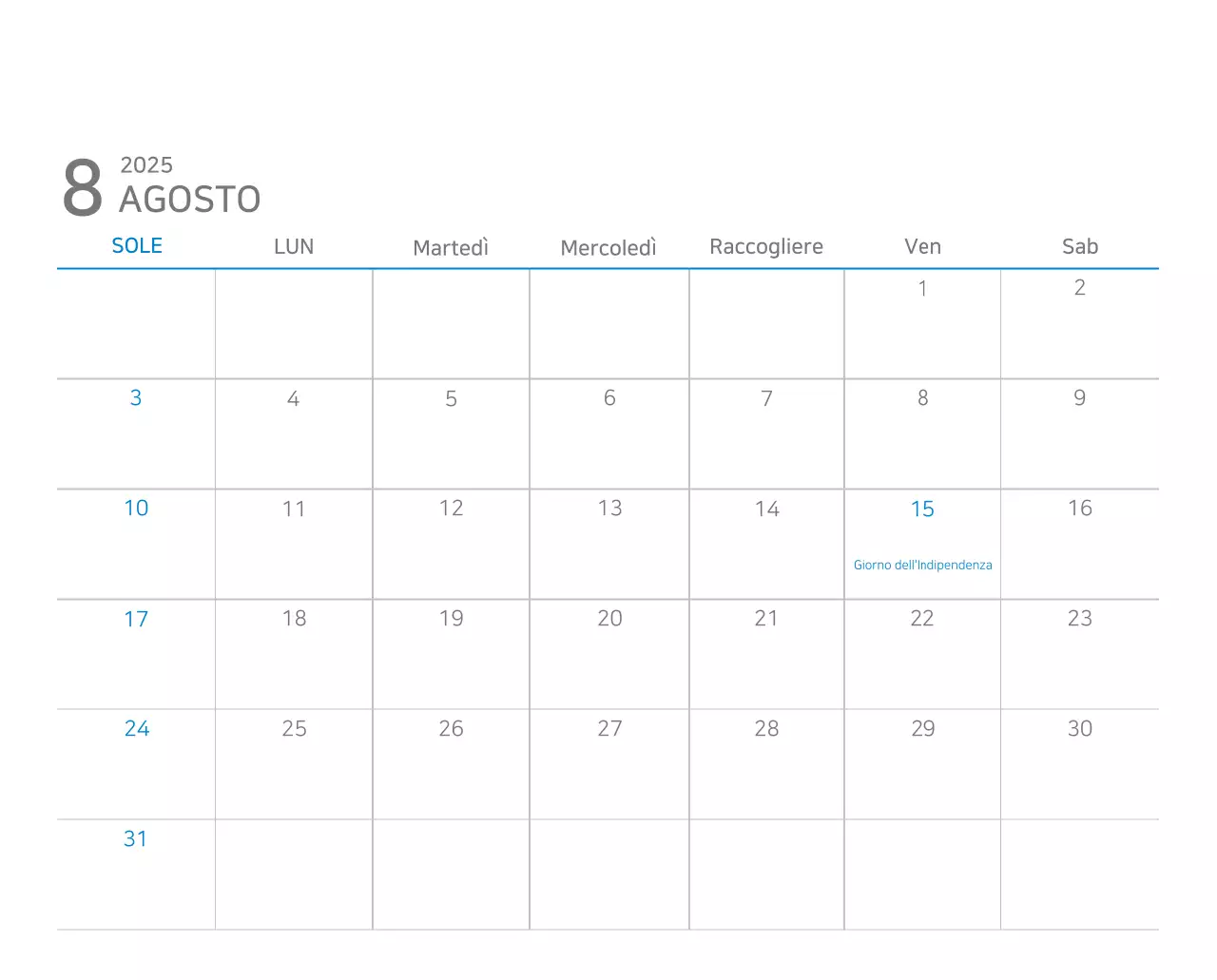 Calendario moderno blu Calendario moderno blu