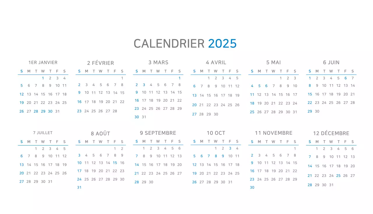 Calendrier moderne bleu Calendrier