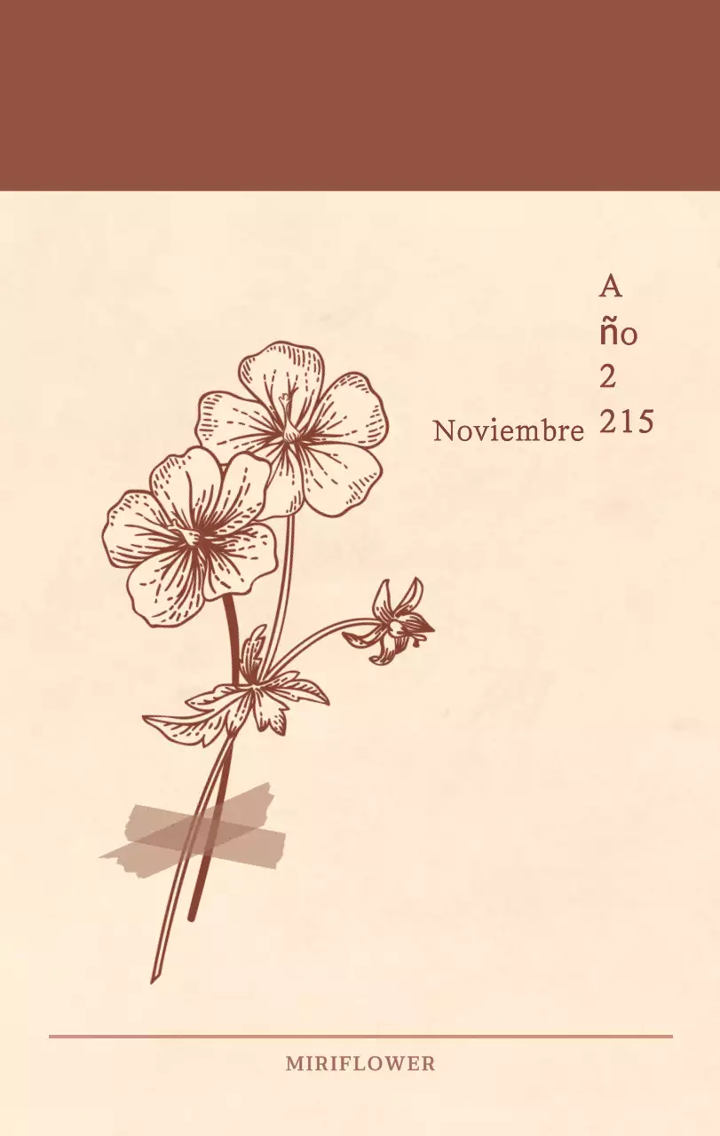 Un calendario sentimental de floristería en papel de lana marrón claro y marrón concepto