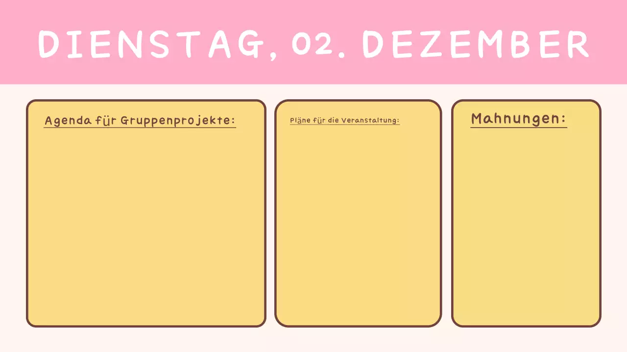 Einfache gelbe Klassenagenda für die Schule