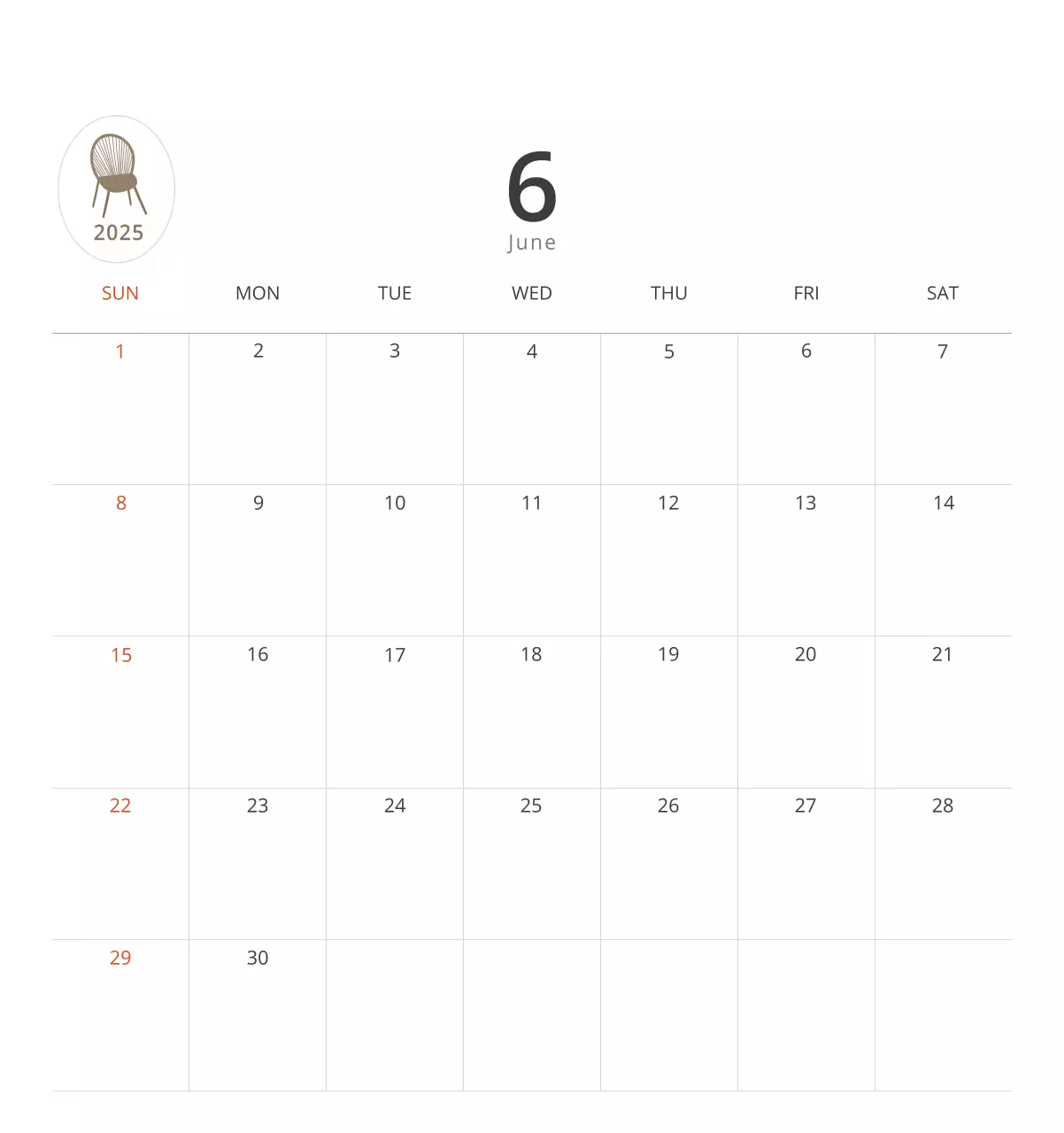 ベージュのミニマルなインテリアカレンダー