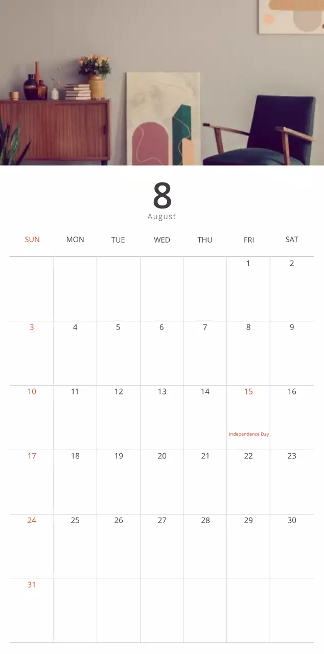 Beige Minimalist Interior Calendar