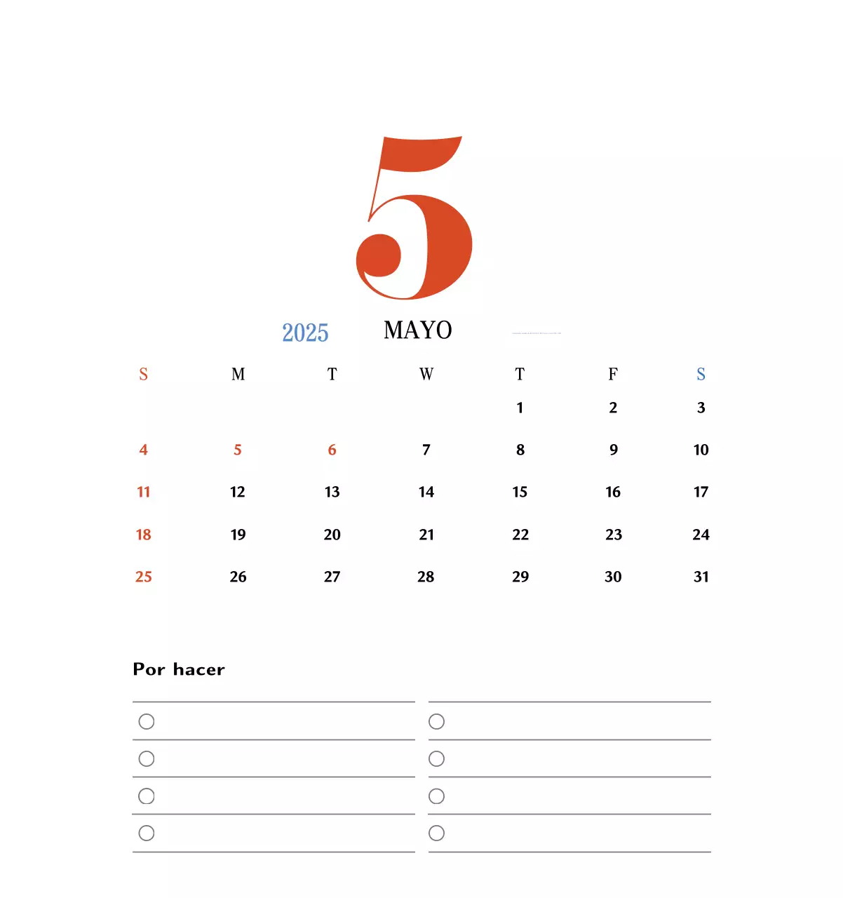 Calendario retro concept memory en rojo