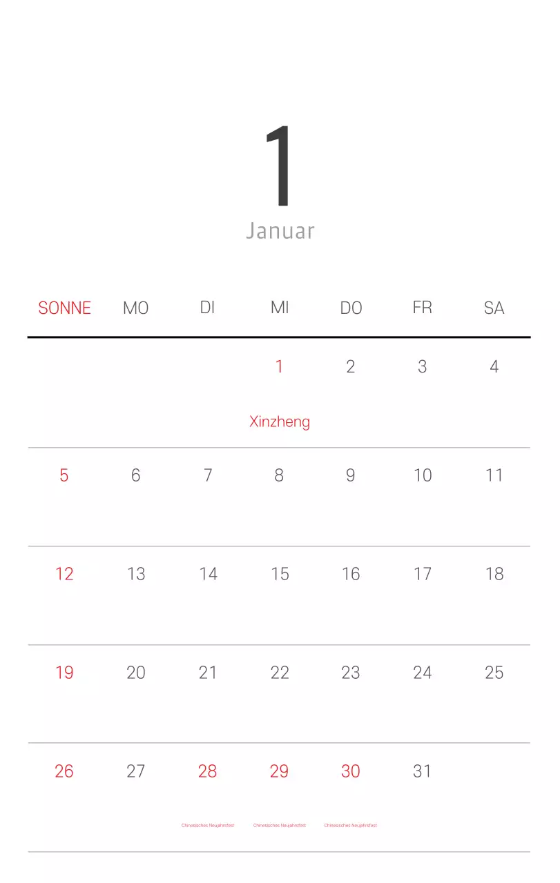 Weißer sauberer botanischer Naturkalender