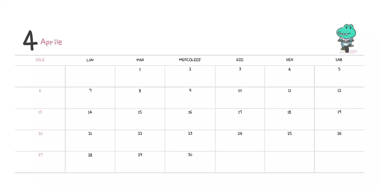 Un calendario con un simpatico concetto di illustrazione di Ago