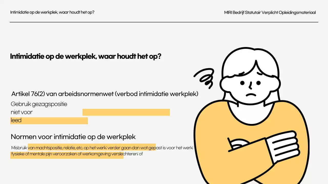 Training ter voorkoming van intimidatie op het werk Wettelijke training