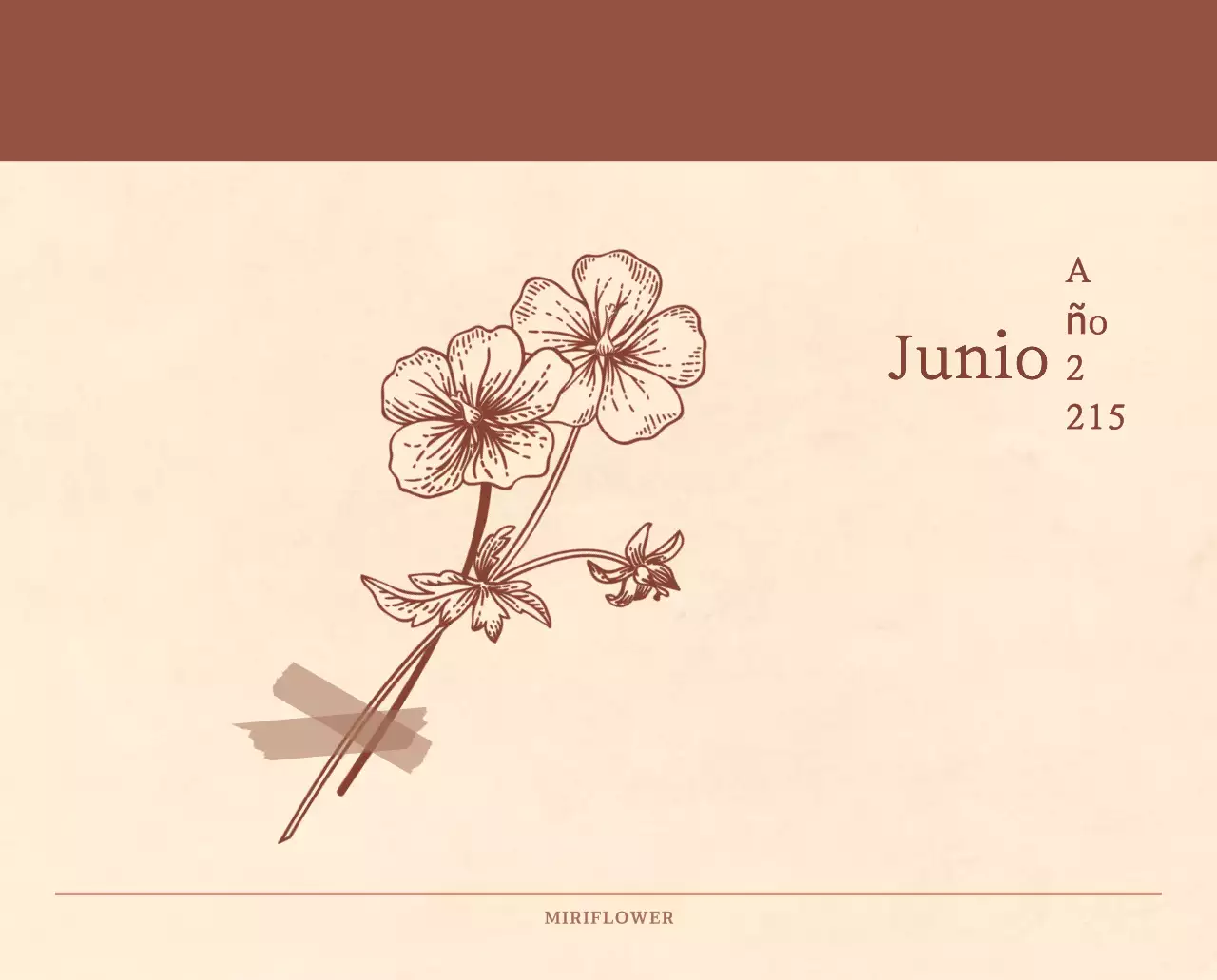 Un calendario sentimental de floristería en papel de lana marrón claro y marrón concepto