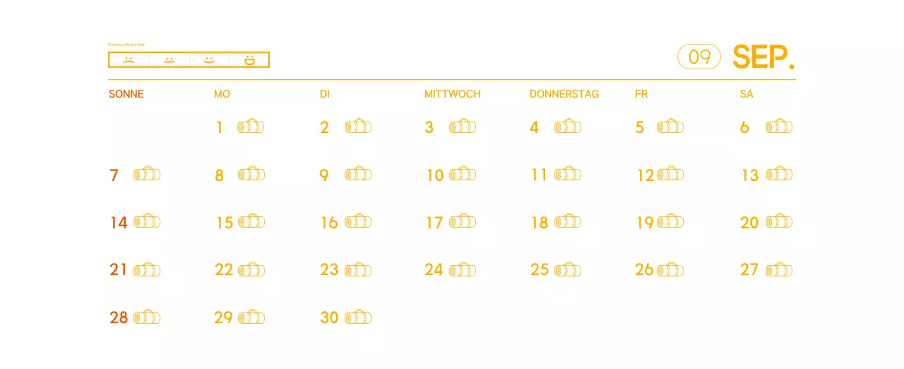 Orange Minimalistischer Yoga-Aktionskalender