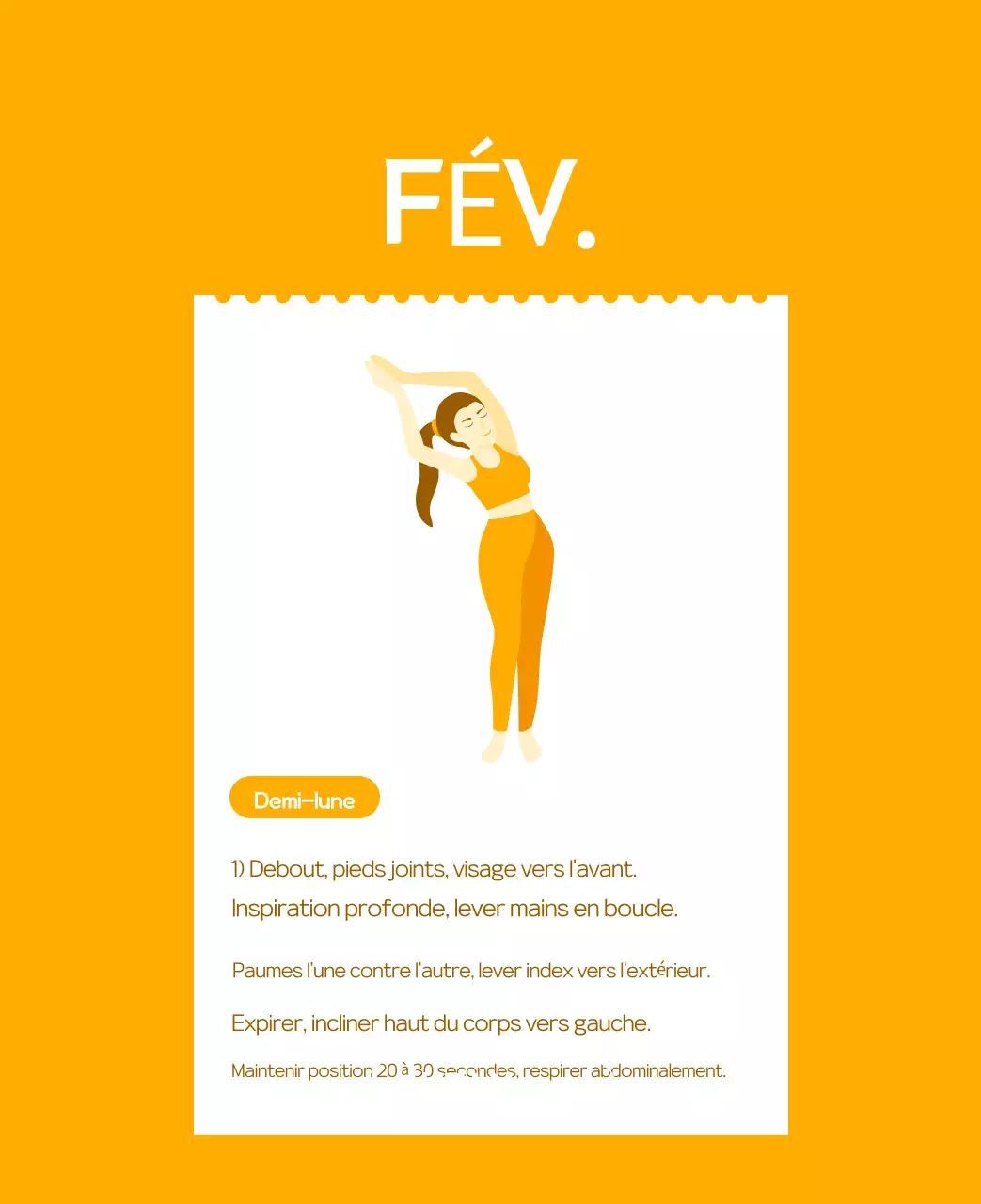 Calendrier promotionnel de yoga minimaliste orange