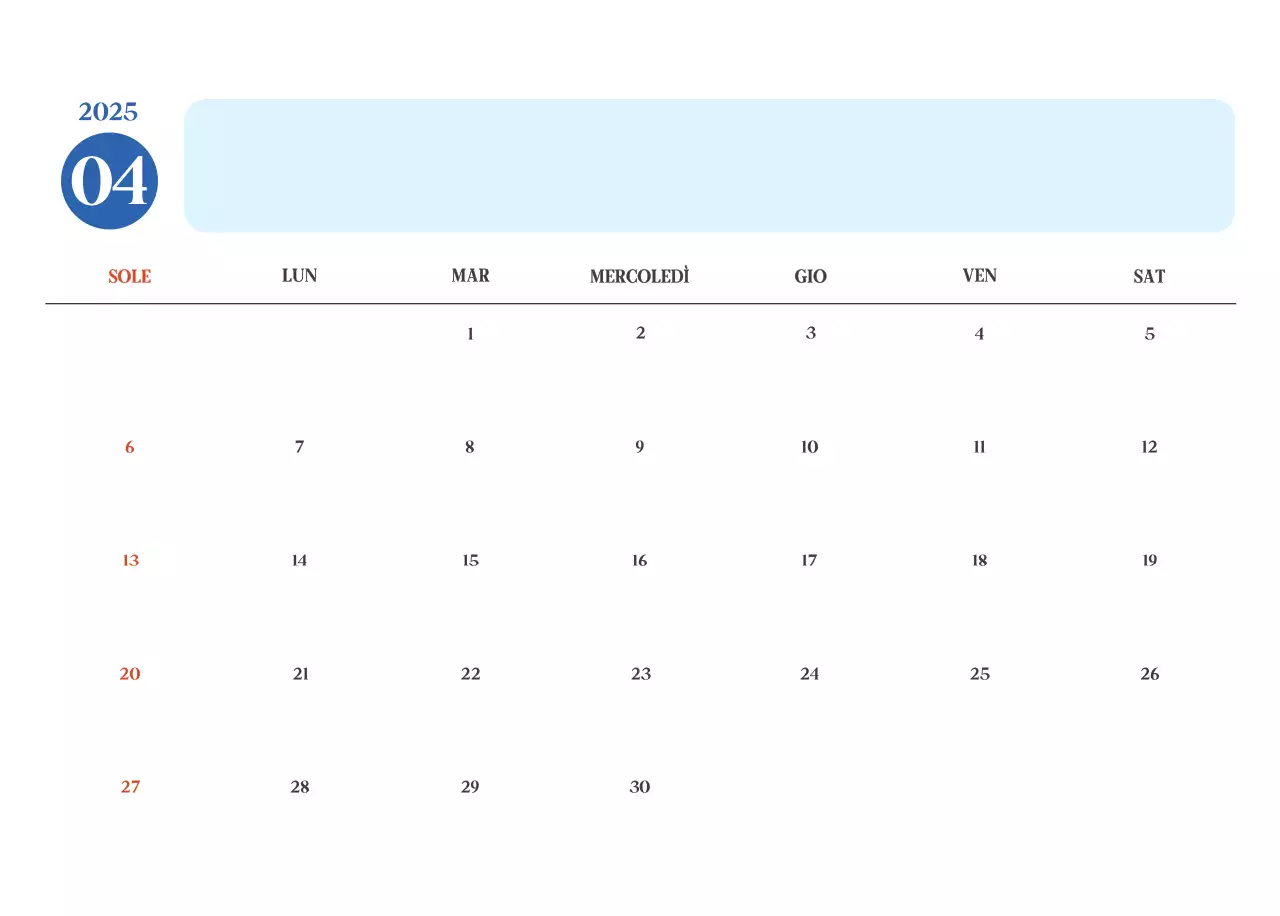 Calendario ospedaliero moderno blu