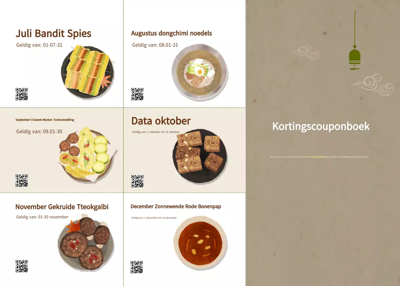 Beige Traditionele Eetkalender